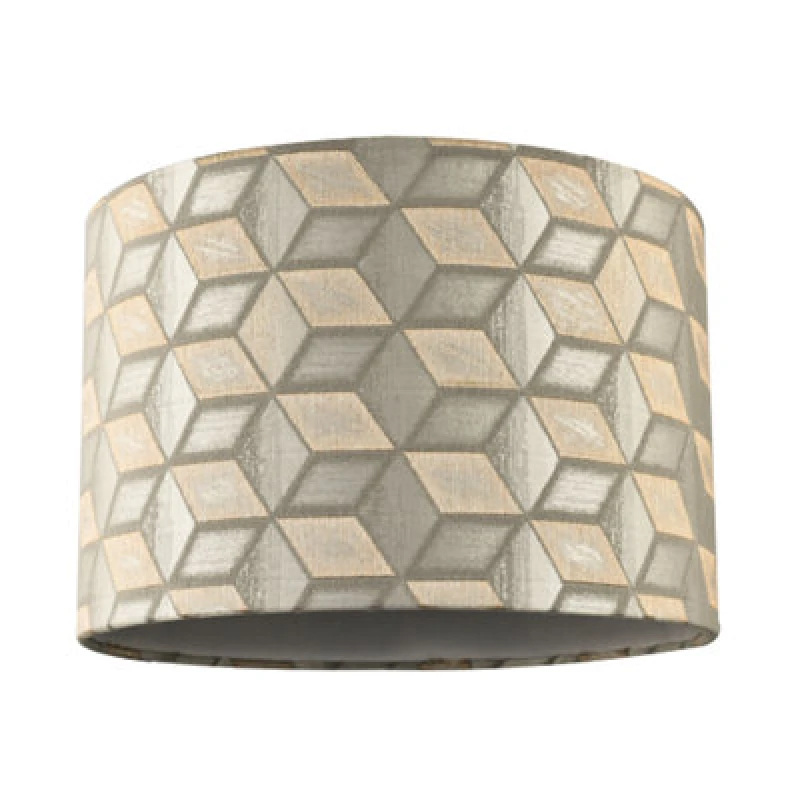 Image of Happy Homewares Contemporary Jacquard Drum Lamp Shade With Gold And Silver Diamonds