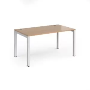 Image of Bench Desk Single Person Starter Rectangular Desk 1400mm Beech Tops With White Frames 800mm Depth Connex