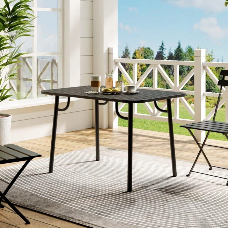 Image of Breeins 1.2m Outdoor Garden Metal Table Black unisex One size