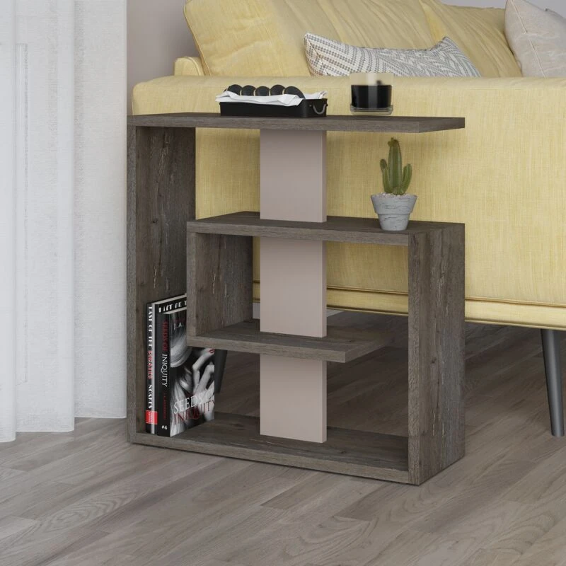 Image of DECORTIE Decortie - Saly Modern Side End Table Multipurpose With Creativeness h 57cm 3 Tier - Dark Coffee / Mocha Grey - Dark Coffee M.SH.13185.8