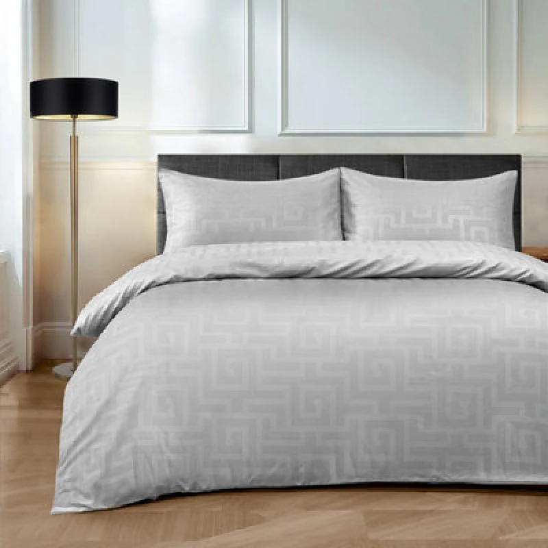 Image of Velosso Elegant Embossed Pattern Duvet Cover & Pillowcase Set in Grey Size: Double Grey Unisex Double