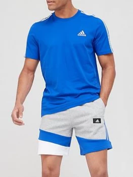 Image of adidas Badge of Sport 3 Stripe T-Shirt - Blue/White, Size S, Men