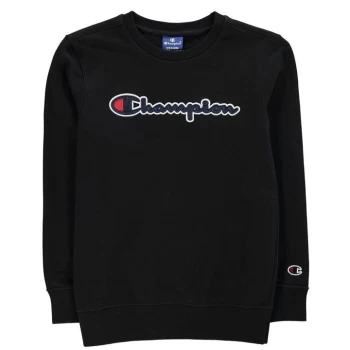 Image of Champion Logo Crew Sweatshirt - Black