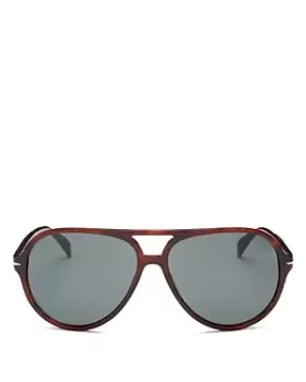 Image of David Beckham Unisex Polarized Brow Bar Aviator Sunglasses, 60mm