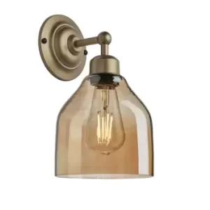 Image of Industville Orlando Tinted Glass Cone Amber Wall Light / 6" Pewter Holder