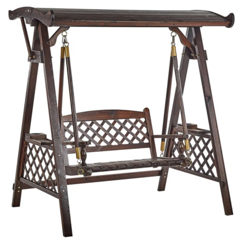 Image of Beliani Patio Swing Senarica Spruce Wood Dark Brown