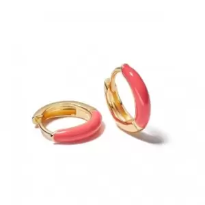 Image of Coral Huggie Hoop 18ct Gold Plated Earrings EE08_GP