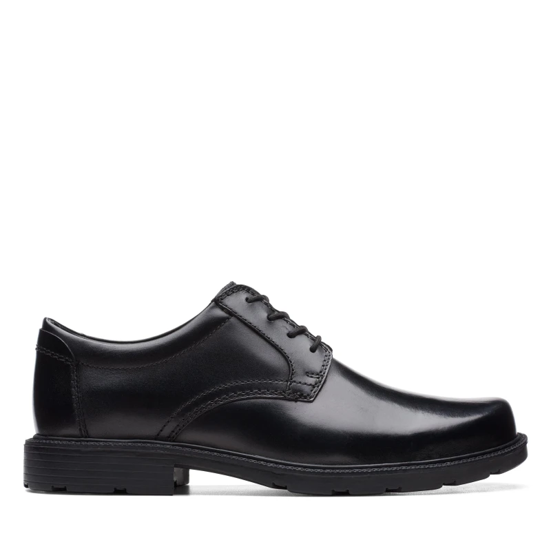 Image of Clarks Clarks Men Kerton Lace Black Leather Lace Up,Derby Shoes Size: 8-Standard Fit Black 8-Standard Fit Male 5059680345890