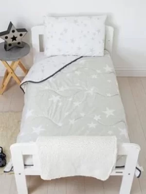 Image of Rest Easy Sleep Better Grey Star Coverless Quilt 4 Tog Junior With Filled Pillow, Multi