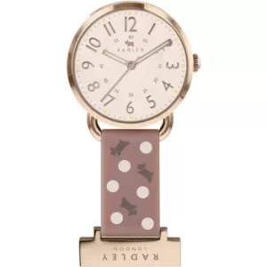 Image of Ladies Radley Nurse Fob Ladies Cameo Silicone Strap Polka Dot Print Watch Watch