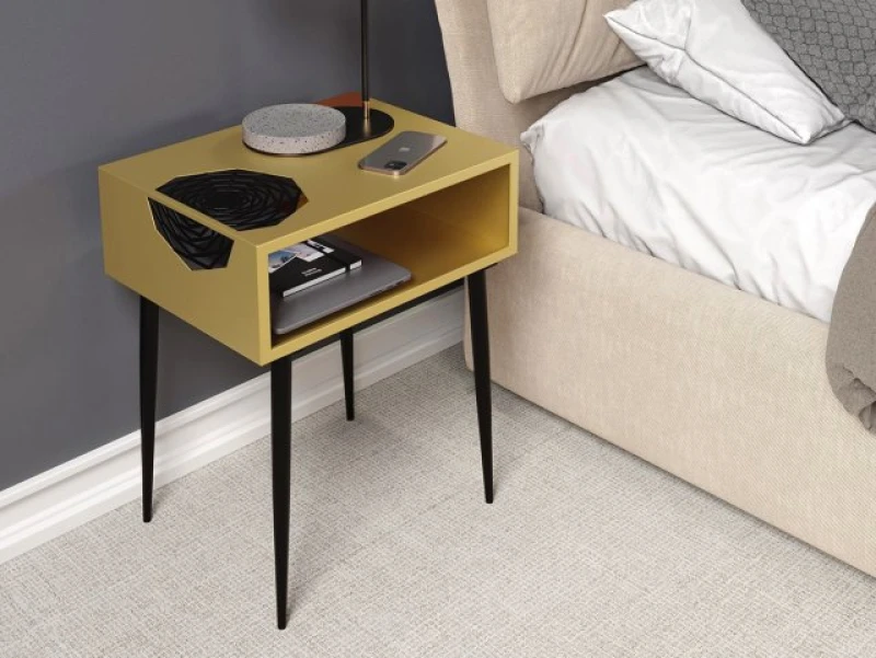 Image of Core Galaxy 1 Drawer Gold Metal Bedside Table