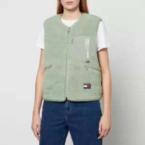 Image of Tommy Jeans Womens Reversible Sherpa Vest - Dusty Sage/Multi - M