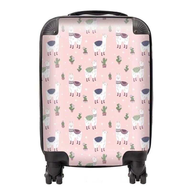 Image of Warren Reed - Designer Happy Lama Suitcase in Pink Size: Medium Pink Unisex Medium