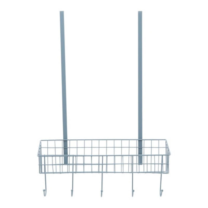 Image of Premier Housewares Interiors By Premier Efficient Over The Door Grey Finish Hanger Shelf, Smart Over Door Coat Hanger, Sturdy Design Hanging Rack