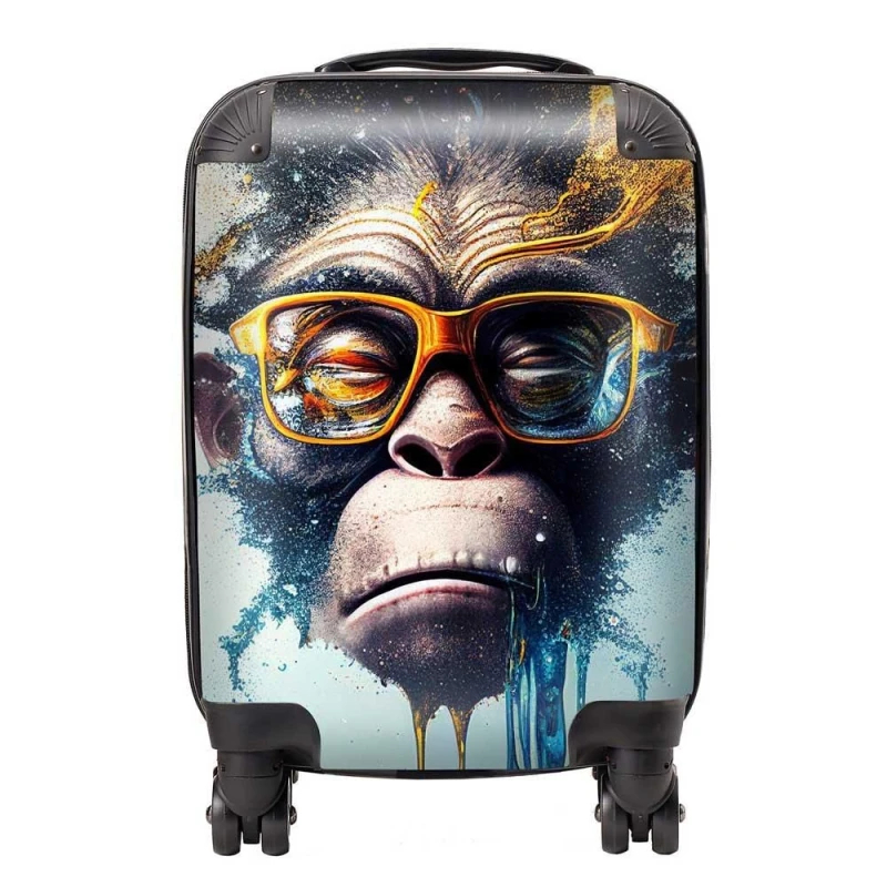 Image of Warren Reed - Designer Monkey Splashart Suitcase in Blue Size: Small Blue Unisex Small