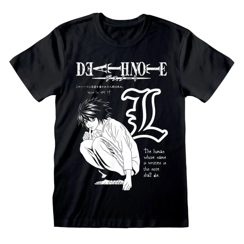 Image of Death Note Mens Mono Sketch T-Shirt in Black Size: Medium Black Male M