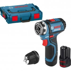 Image of Bosch GSR 12 V-15 FC Cordless Flexiclick Drill Driver 2 x 2ah Li-ion Charger Case