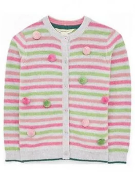 Image of White Stuff Girls Clemmi Stripe Cardigan - Grey, Size Age: 3-4 Years, Women