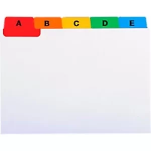Image of Exacompta Guide Cards A-Z, A7, White with Coloured Tabs, Pack of 10