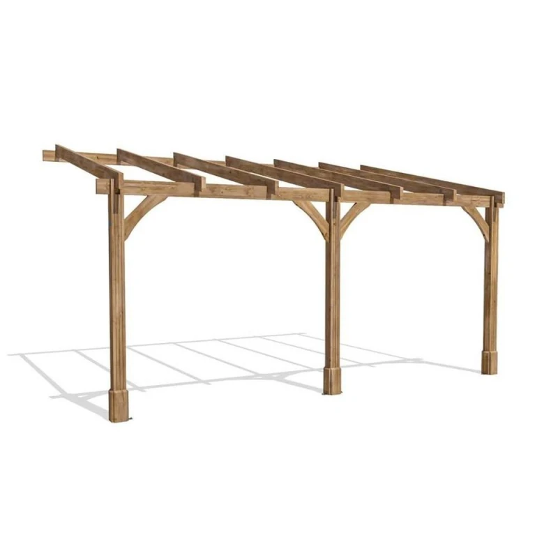 Image of Dunster House Wooden Lean To Pergola Kit 5M X 3M Wall Mounted Garden Plant Frame Leviathan