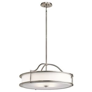 Image of 4 Light Semi Flush Round Ceiling Pendant Light Pewter, E27