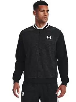 Image of Under Armour Training Essential Heritage Fleece Full Zip Jacket - Black/White, Size S, Men