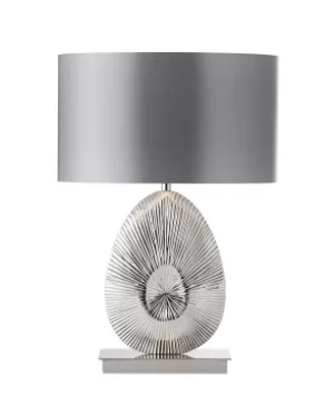 Image of Simeto Table Lamp Polished Nickel Plate, Warm Grey Faux Satin, E27
