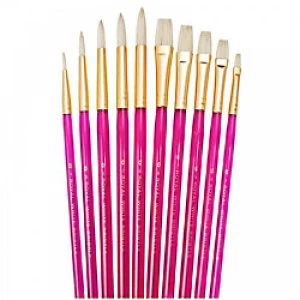 Image of Royal & Langnickel Paint Brush Set Super Value White Briste Artist Brush Pack of 10