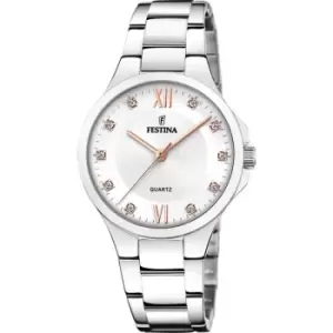 Image of Ladies Festina Steel Watch with Steel Bracelet & Zirconia Setting