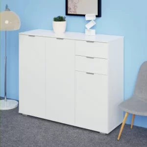 Image of Highboard Alba White 107x74x35cm with 3 Doors 2 Drawers