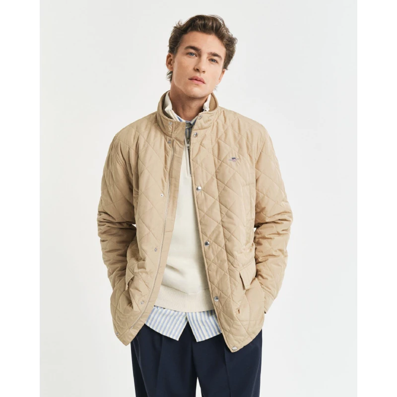 Image of Gant Quilted Windcheater Mid-Length Jacket Khaki male S