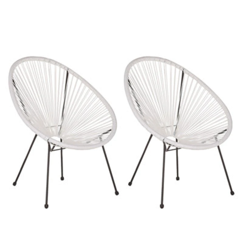 Image of Beliani Set Of 2 Garden Chairs Acapulco Ii Pe Rattan White