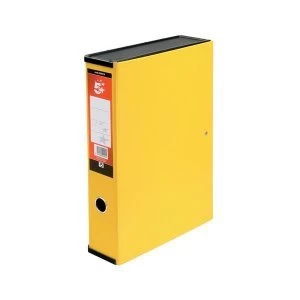 Image of 5 Star Office Foolscap Box File 75mm Spine Lock Spring Yellow Pack of 5