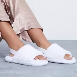 Image of I Saw It First Soft Slingback Fluffy Slippers - White