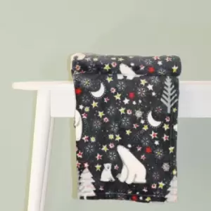 Image of Fusion Starry Night Fleece Throw - Blue, Striped - Navy