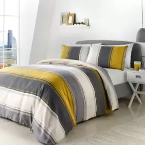 Image of Betley Duvet Cover and Pillowcase Set Ochre Ochre (Yellow)
