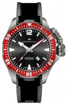 Image of Hamilton Khaki Navy Frogman 1000m Titanium Auto Black Rubber Watch