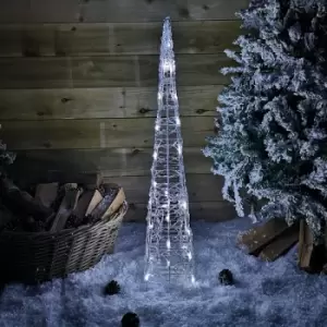 Image of 90cm LED Indoor Outdoor Acrylic Pyramid Christmas Decoration in Cool White