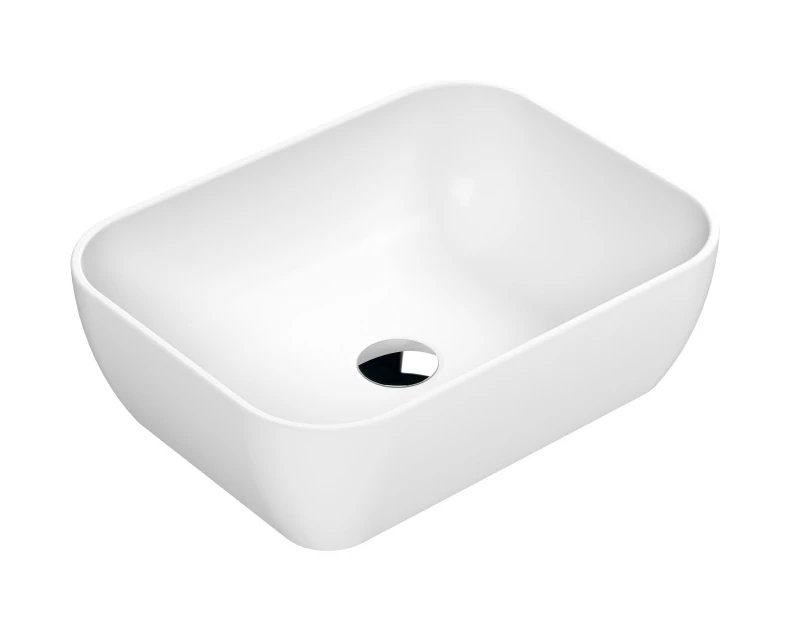 Image of Balterley Square Ceramic Countertop Vessel Without Overflow Matt White 455mm White