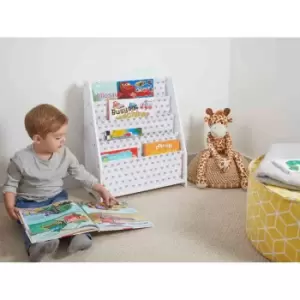 Image of Lloyd Pascal Hammock-style Bookshelf - Printed Grey Hearts Design On White Fabric