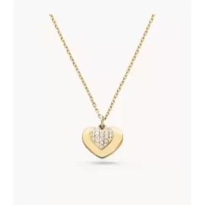 Image of Michael Kors Womens Pav Heart 14K -Plated Sterling Silver Necklace - Gold