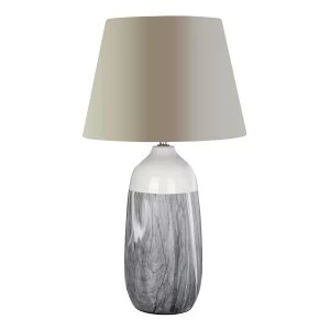 Image of Premier Housewares Welma Table Lamp in Grey Ceramic with Grey Fabric Shade