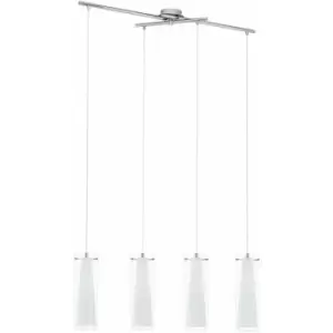 Image of Pendant Light Colour Chrome Shade Clear White Opal Matt Glass Bulb E27 4x60W