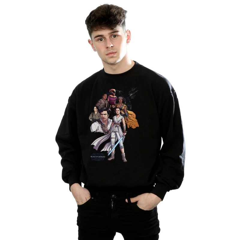 Image of Disney Men Star Wars The Rise Of Skywalker Resistance Illustration Sweatshirt in Black Size: Small Black S Male 5059400147056