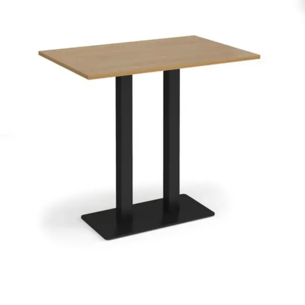 Image of Eros Eros rectangular poseur table with flat Black rectangular base and twin uprights 1200mm x 800mm - oak EPR1200-K-O
