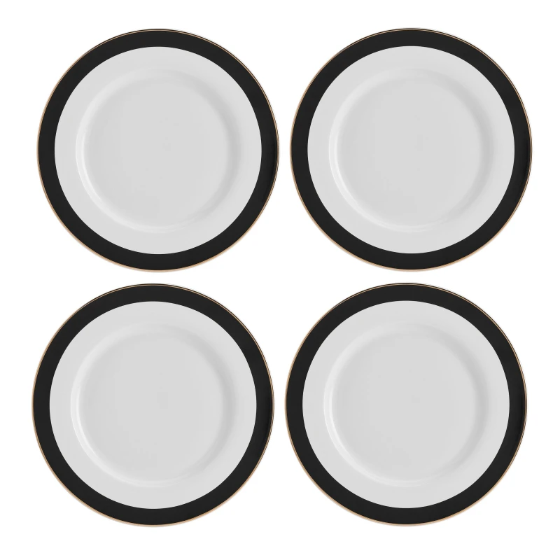 Image of Mikasa Luxe Deco 4 Piece China Dinner Plate Set, 27.5cm White