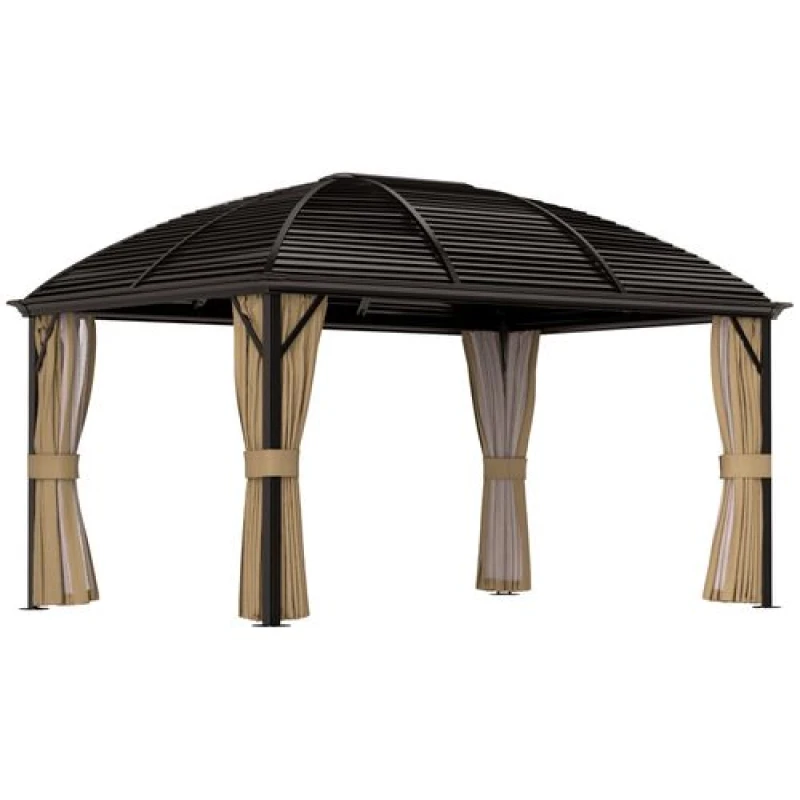 Image of Outsunny Outsunny 3 x 4m Hardtop Gazebo Aluminium Garden Pavilion Brown