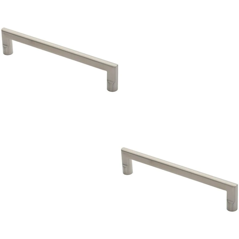 Image of Loops 2x Flat D Bar Door Pull Handle 315 x 15mm 300mm Fixing Centres Satin Steel Metallics unisex