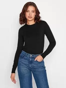 Image of Long Tall Sally Black Crew Neck Jumper, Black, Size 14-16, Women