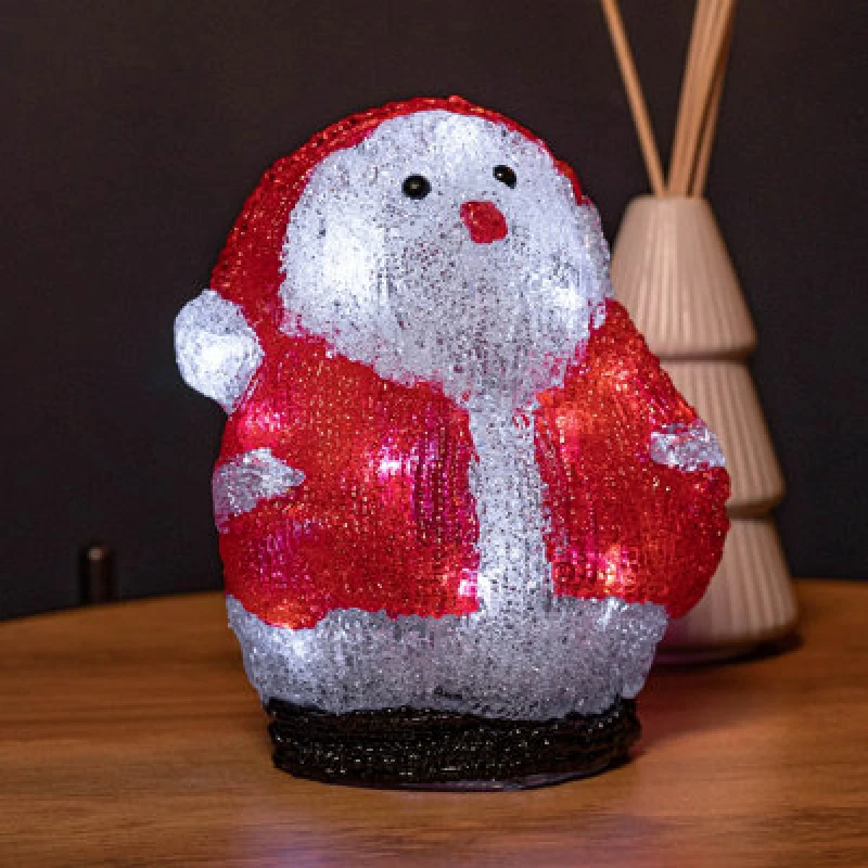 Image of Samuel Alexander 19cm Acrylic Sitting Christmas Santa With 16 Ice White LEDs Red unisex
